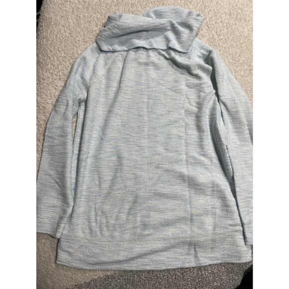 Lou & Grey Sweater Women's Large Cowl Neck Pullover Light Blue Kangaroo Pocket - Picture 8 of 11